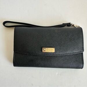 Kate Spade Black Saffiano Leather Wristlet Wallet Detachable Wrist Strap‎